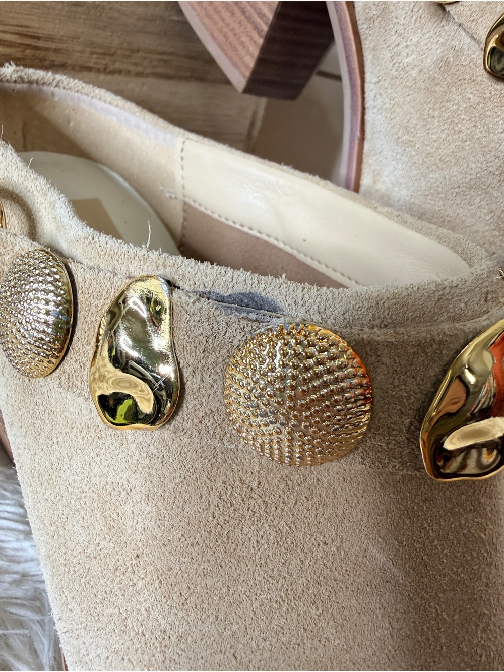 Dolce Vita Kanyon Suede Pointed Toe Western Embellished Mule Heels Tan Size 8.5 - Picture 6 of 12